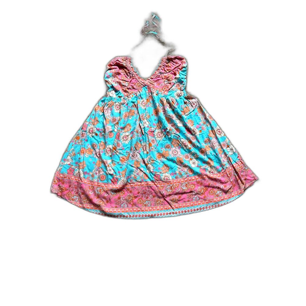 NWT Cupshe floral pink & aqua halter sundress with smocked back bodice size S